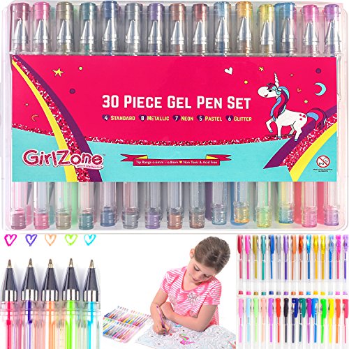 Product Cover GirlZone: Colored Gel Pens Set for Girls, Ideal Arts and Crafts Kit