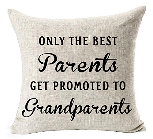 Product Cover Andreannie Best Gifts for Mom Dad Only The Best Parents Get Promoted to Grandparents Blessing Cotton Linen Throw Pillow Case Cushion Cover Home Office Decorative Square 18 X 18 Inches