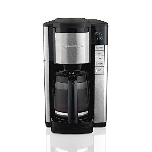 Product Cover Hamilton Beach 46381 12-Cup Programmable Coffee Maker, Easy Access Plus, Brew Options, Cone Filter, Black and Stainless