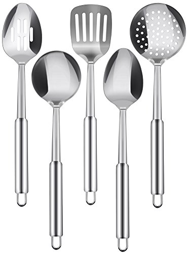 Product Cover Utopia Kitchen Stainless Steel Cooking Utensil Set - 5-Piece Serving Spoons