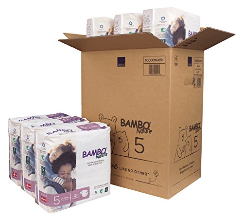 Product Cover Bambo Nature Eco Friendly Premium Baby Diapers for Sensitive Skin, Size 5 (24-55 lbs), 162 Count (6 Packs of 27)