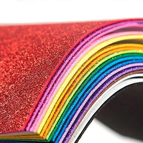 Product Cover Glitter Foam Sheet Sparkles Self Adhesive Sticky 30 X 20cm Back Paper 10-Pack for Children's Craft Activities DIY Cutters Art Assorted Colors
