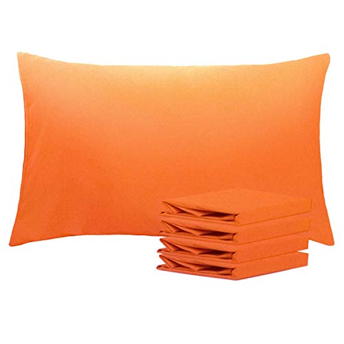 Product Cover NTBAY Queen Pillowcases Set of 4, 100% Brushed Microfiber, Soft and Cozy, Wrinkle, Fade, Stain Resistant, Queen, Orange