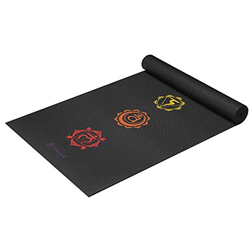 Product Cover Gaiam Yoga Mat Premium Print Extra Thick Non Slip Exercise & Fitness Mat for All Types of Yoga, Pilates & Floor Workouts, Black Chakra, 6mm