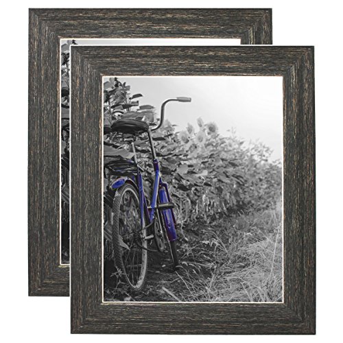 Product Cover Americanflat 2 Pack 8x10 Rustic Style Picture Frames | Made for Wall and Tabletop Display. Lead Free Glass. Hanging Hardware Included!