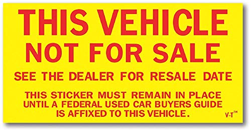 Product Cover Car Dealer This Vehicle Not For Sale Stickers