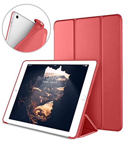 Product Cover DTTO iPad 9.7 Case 2018 iPad 6th Generation Case / 2017 iPad 5th Generation Case, Slim Fit Lightweight Smart Cover with Soft TPU Back Case for iPad 9.7 2018/2017 [Auto Sleep/Wake] - Bright Red