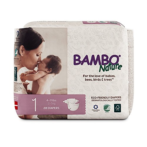Product Cover Bambo Nature Eco Friendly Premium Baby Diapers for Sensitive Skin, Size 1 (4-11 lbs), 28 Count