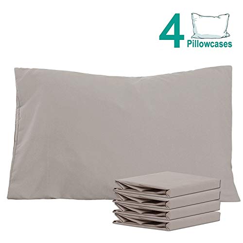 Product Cover 20x30 inches , Smoky Grey : NTBAY 100% Brushed Microfiber Pillowcases Set of 4, Soft and Cozy, Wrinkle, Fade, Stain Resistant, 20