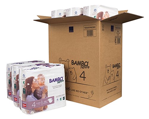 Product Cover Bambo Nature Eco Friendly Premium Baby Diapers for Sensitive Skin, Size 4 (15-40 lbs), 180 Count (6 Packs of 30)