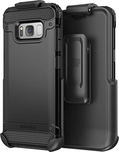 Product Cover Galaxy S8 Tough Belt Case & Clip (Encased R7 Series) Premium 2-Layer Protection with Flexible TPU Inner and Hard Outer Cover for Samsung S8 (Holster Included) (Jet Black)