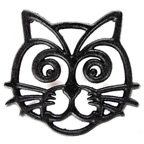 Product Cover Home-X - Cat Face Cast Iron Trivet, Premium Cast Iron Trivet Mat & Hot Pad with a Non-Slip Elevated Design Protects Surfaces From Heat