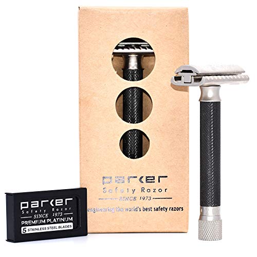 Product Cover Parker Variant Adjustable Double Edge Safety Razor and 5 Premium Blades - (Metallic Graphite)