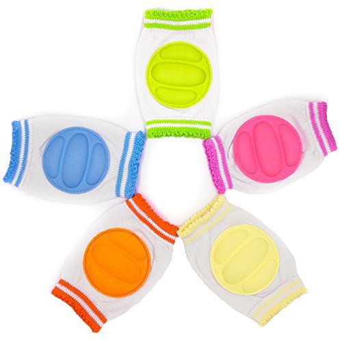 Product Cover Baby Knee Pads, Maberry Unisex Elastic Knee Elbow Pads for Crawling Adjustable Breathable Waterproof Safety Protector for Toddlers, Infants, Boys, Girls, Kids - Multi Color 5Pack (Light Colorful)
