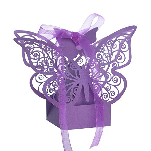 Product Cover Aspire 50 PCS Butterfly Laser Cut Favor Boxes Wedding Gift Boxes for Party Favors
