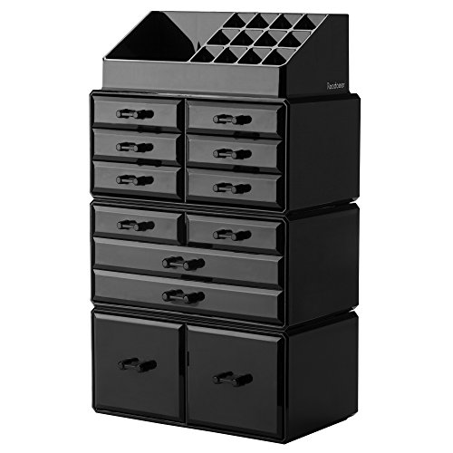 Product Cover Readaeer Makeup Cosmetic Organizer Storage Drawers Display Boxes Case with 12 Drawers(Black)