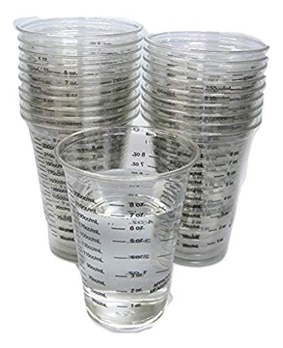 Product Cover 20 8oz Disposable Graduated Clear Plastic Cups for Mixing Paint, Stain, Epoxy, Resin