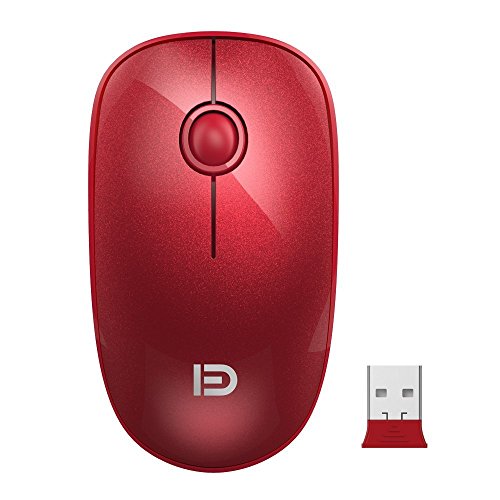 Product Cover FD Silent Wireless Mouse(Battery Included), V8 2.4G Ultrathin Wireless Mouse with Nano Receiver 1500 DPI Precise Control for Notebook Computer PC Laptop MacBook and Chromebook (Red)