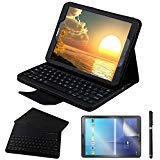 Product Cover Galaxy Tab S2 9.7 Keyboard Case with Screen Protector & Stylus, REAL-EAGLE Separable Fit PU Leather Case Cover Magnetically Wireless Keyboard for Tab S2 9.7 Inch SM-T810 T813 T815 T819, Black