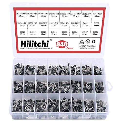 Product Cover Hilitchi 24-Values 2N2222-S9018 / BC327-BC558 NPN PNP Power General Purpose Transistors Assortment Kit - Pack of 840