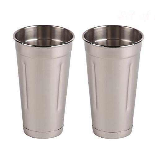 Product Cover (Set of 2) 30 oz Stainless Steel Malt Cup by Tezzorio, Professional Blender Cup, Milkshake Cup, Cocktail Mixing Cup, Commercial Grade Malt Cups