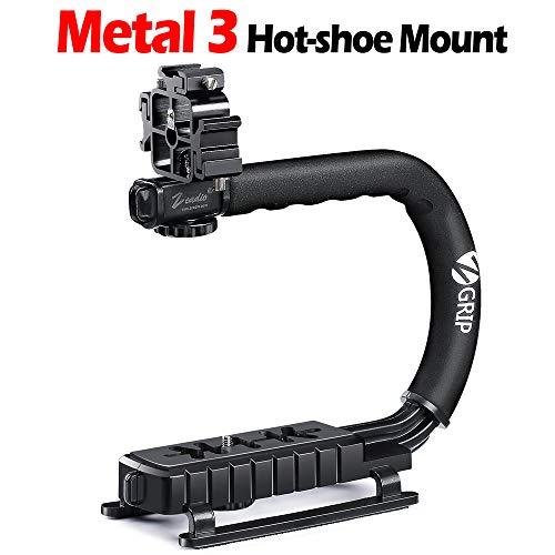 Product Cover Zeadio Video Action Stabilizing Handle Grip Handheld Stabilizer with Metal Triple Shoe Mount for Canon Nikon Sony Panasonic Pentax Olympus DSLR Camera Camcorder