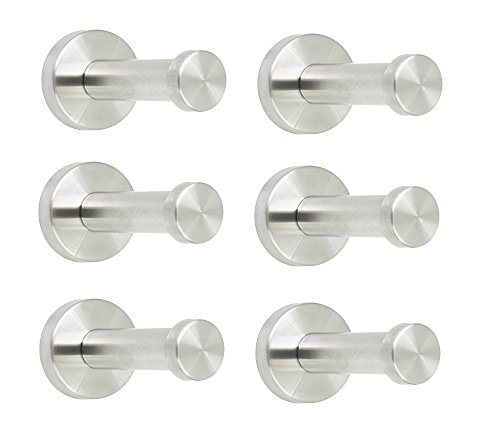 Product Cover NELXULAS Brushed Stainless Steel Short Bath Towel Hooks Single Super Heavy Duty Wall Mount Hook, Fit for Bedroom,Living Room, Bathroom and Fitting Room, Office,Set of 6 in Pack