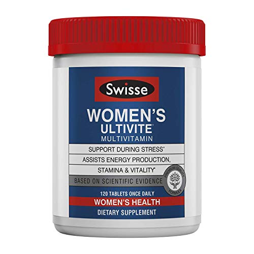 Product Cover Swisse Premium Ultivite Daily Multivitamin for Women | Energy & Stress Support, Rich in Antioxidant & Minerals | Vitamin A, Vitamin C, Vitamin D, Biotin, Calcium, Zinc & More | 120 Tablets