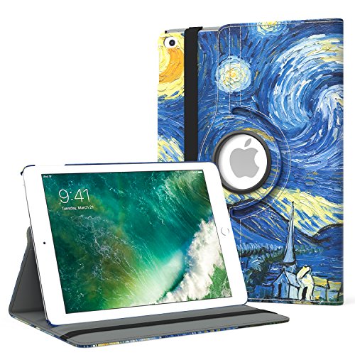 Product Cover MoKo Case Fit 2018/2017 iPad 9.7 6th/5th Generation - 360 Degree Rotating Cover Case with Auto Wake/Sleep Compatible with Apple iPad 9.7 Inch 2018/2017, Starry Night