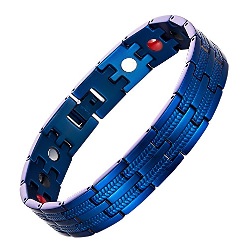 Product Cover chaninely Magnetic Therapy Bracelets for Men Arthritis Carpal Tunnel Pain Relief Titanium Stainless Steel Health Energy Bracelet Adjustable with Free Link Removal Tool