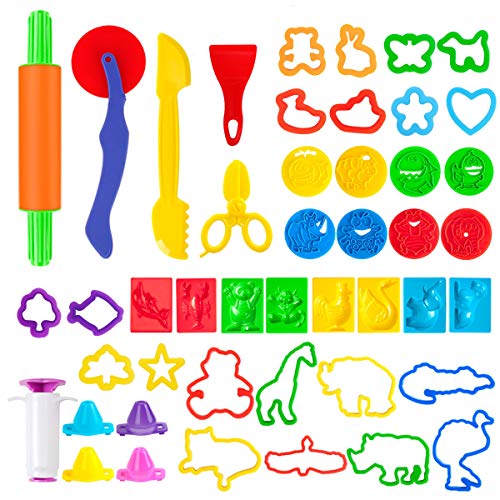 Product Cover Pandapia 47-Piece Dough Tools Bulk with Play Accessories Molds Scissor,Party Pack Playset for Toddler Preschool Toys Classroom