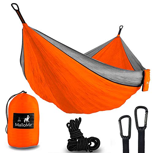 Product Cover MalloMe Hammock Camping Portable Double Tree Hammocks - Outdoor Indoor 2 Person Beach Accessories - Backpacking Travel Equipment Kids Max 1000 lbs Breaking Capacity - Two Carabiners Free