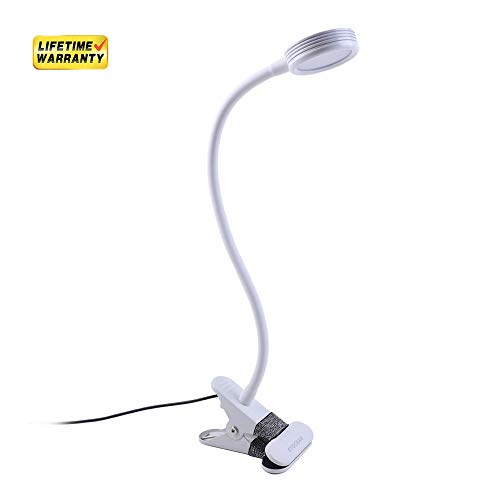 Product Cover Eyocean LED Reading Light, Dimmable Clamp Lamp for Bed Headboard, Bedroom, Office, 3 Modes & 9 Dimming Levels, Flexible Clip Desk Lamp, Adapter Included, 5W, White