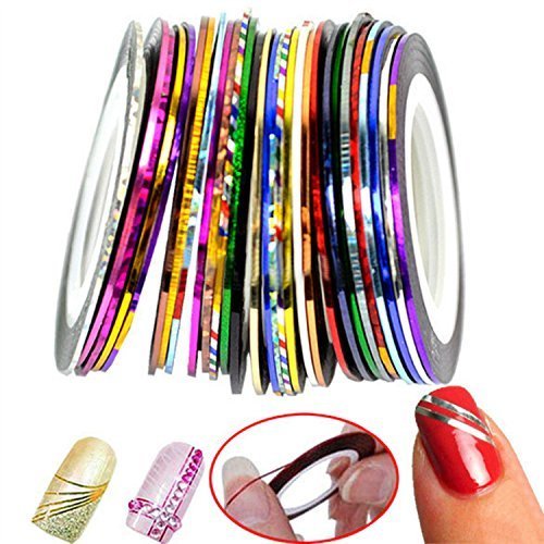 Product Cover 30 Colors Multicolor Mixed Colors Rolls Striping Tape Line Nail Art Decoration Sticker DIY Nail Tip