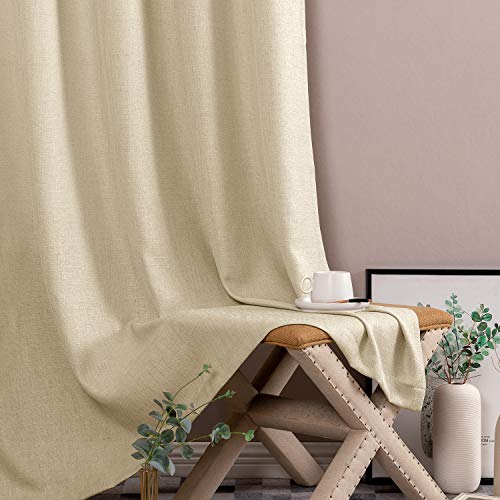 Product Cover jinchan Semi Sheer Curtains for Living Room 84 Inches Long Casual Weave Voile Curtain Panels for Bedroom Window Treatment Pack of 2 Beige