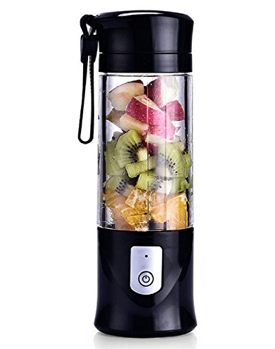 Product Cover USB Electric Safety Juicer Cup, Fruit Juice mixer, Mini Portable Rechargeable /Juicing Mixing Crush Ice Blender Mixer ,420-530ml Water Bottle (Black)
