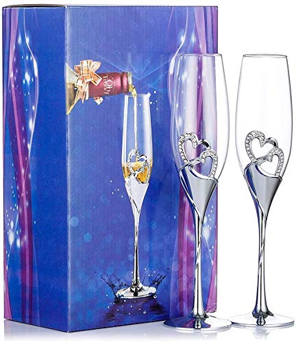 Product Cover 2-Piece Wedding Champagne Glass Set Flute Glasses Wine Glass for Wedding Wedding Gift Glasses (Champagne Glasses 1#)