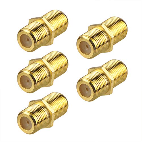 Product Cover VCE (5-Pack) Gold Plated F-Type Coaxial RG6 Female to Female Connector,Cable Extension Adapter