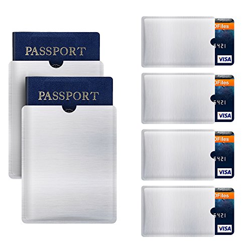 Product Cover RFID Blocking Sleeve Anti Theft 4 Credit Card & 2 Passport Holder Wallet Pocket