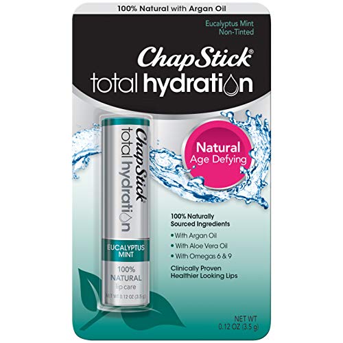 Product Cover ChapStick Total Hydration (Eucalyptus Mint Flavor, 1 Blister Pack of 1 Stick) Flavored Lip Balm Tube, 100% Natural Lip Care, Clinically Proven, 0.12 Ounce