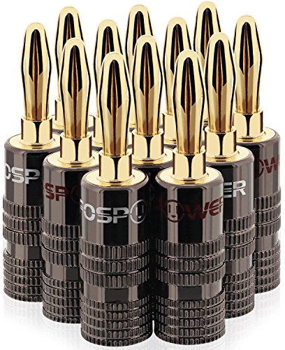 Product Cover FosPower Banana Plugs 6 Pairs / 12 pcs, Closed Screw 24K Gold Plated Banana Speaker Plug Connectors for Speaker Wire, Wall Plate, Home Theater, Audio/Video Receiver, Amplifiers and Sound Systems