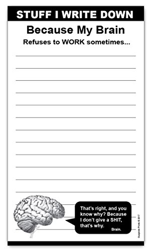 Product Cover Brain Magnetic Grocery List Notepad - 4.25 x 7.5 inches, 50 sheets, funny office gift