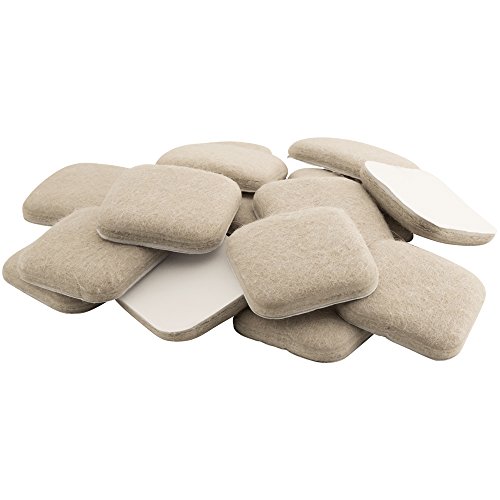 Product Cover Softtouch 4715495N Extended Wear Felt Furniture Pads for Hard and Uneven Surfaces, 1 Inch Square, Linen, 16 Piece