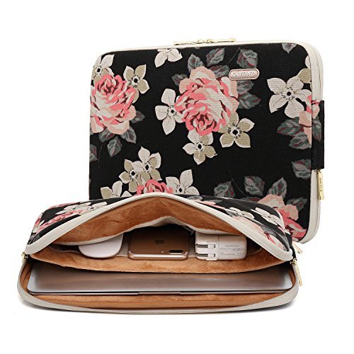 Product Cover KAYOND Rose Pattern 13 inch Canvas laptop sleeve with pocket 13 inch 13.3 inch laptop case macbook air 13 case macbook pro 13 sleeve