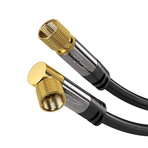 Product Cover KabelDirekt 10 ft 75 Ohm HDTV SAT/TV Cable, 90° Angled, Male F-Type Connector > Straight Male F-Type coaxial Cable for TV, HDTV, Radio, DVB-T2, DVB-C, DVB-S - PRO Series