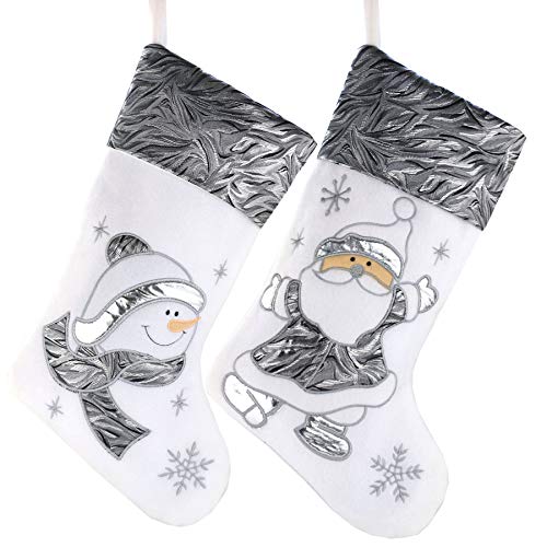 Product Cover WEWILL Classic Christmas Stockings Set of 2 Santa, Snowman Xmas Character 17 inch (Style 5)