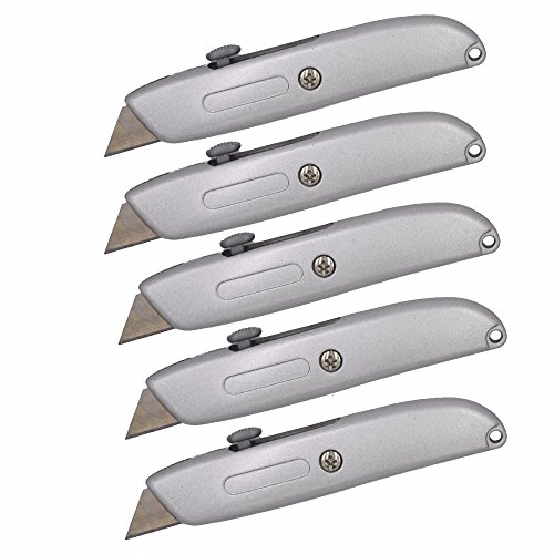 Product Cover Wideskall Heavy Duty Box Cutter Retractable Blade Metal Utility Knife (Pack of 5)