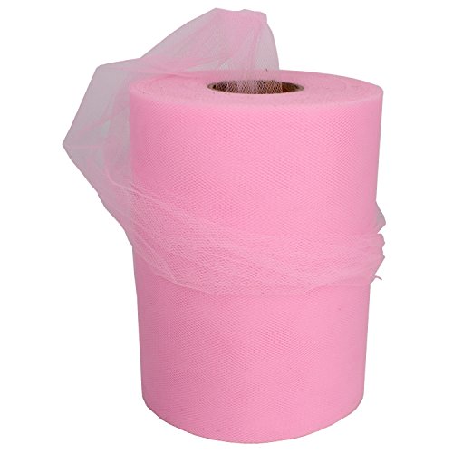 Product Cover XiangGuanQianYing Pink Tulle Roll Spool 6 Inch x 100 Yards for Tulle Decoration