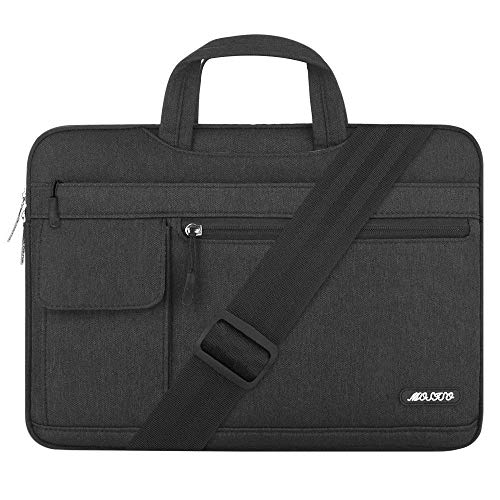 Product Cover MOSISO Laptop Shoulder Bag Compatible with 2019 MacBook Pro 16 inch A2141, 15 15.4 15.6 inch Dell Lenovo HP Asus Acer Samsung Sony Chromebook, Polyester Flapover Briefcase Sleeve Case, Black