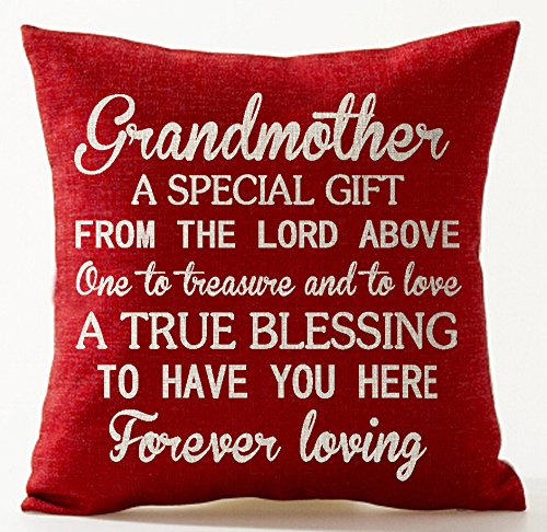 Product Cover Best Gift for Mother Grandmother A from The Lord Above One The Treasure and to Love Red Cotton Linen Throw Pillow Case Cushion Cover Home Office Decorative Square 18 X 18 Inches
